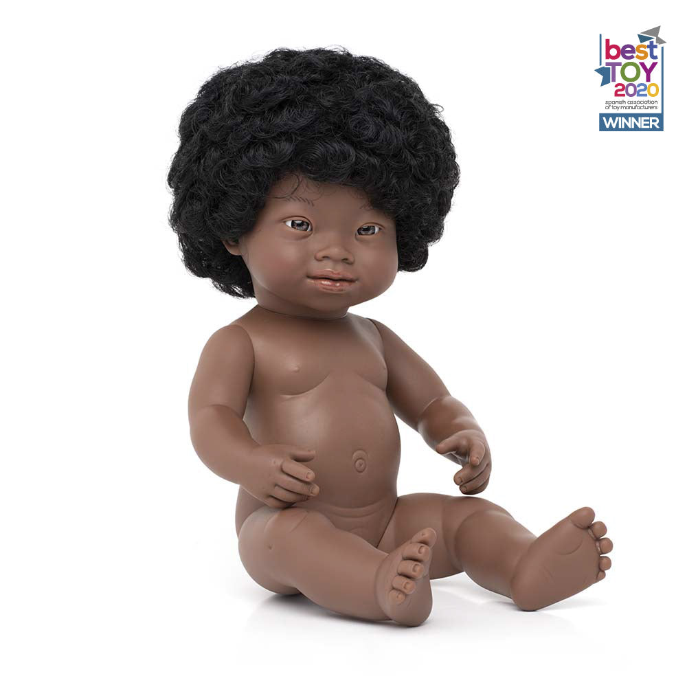 Muñeca africana con Síndrome de Down 38 cm